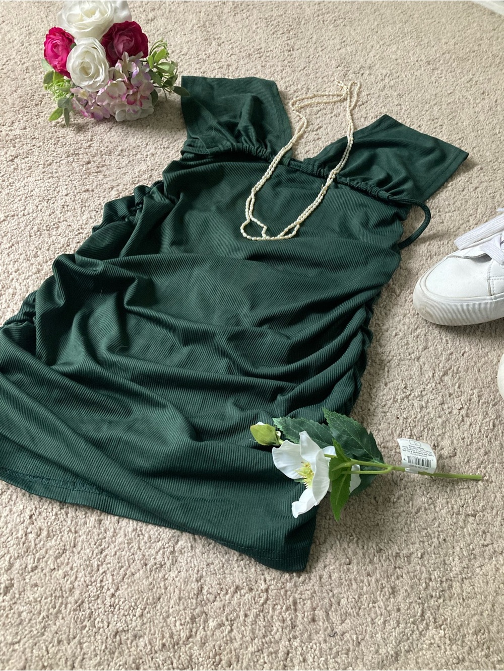 Forest Green Sleeveless Mini Dress